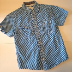 PD&C Boys Blue Gingham Check Short Sleeve Shirt